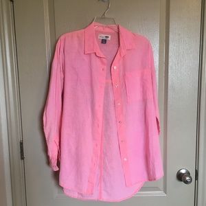 Hot Coral boyfriend button down Old Navy shirt